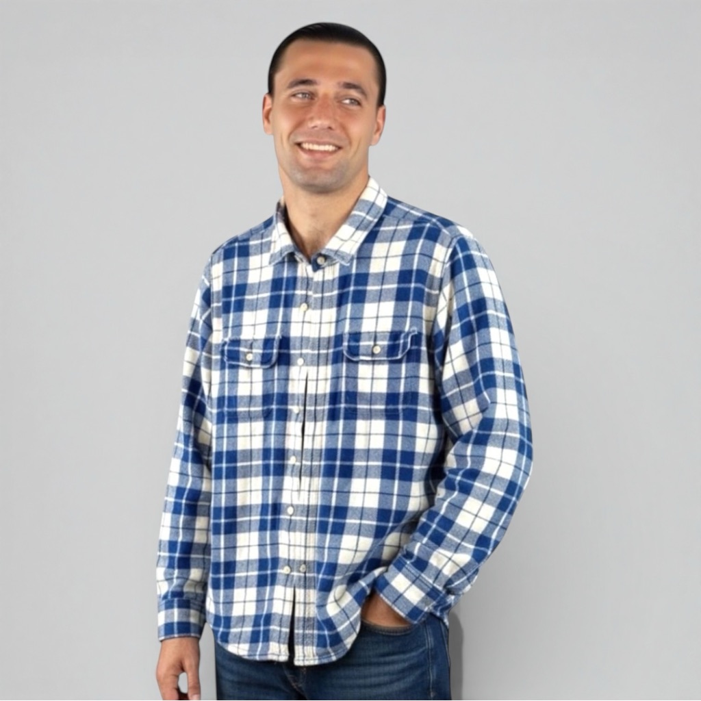 Indigo Plaid Button Down